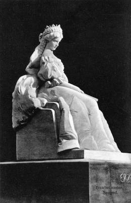 A Szegeden fellltott Erzsbet-szobor, Ligeti Mikls alkotsa, 1900-as vek, kpeslap, Orszgos Szchnyi Knyvtr Aprnyomtatvnytr