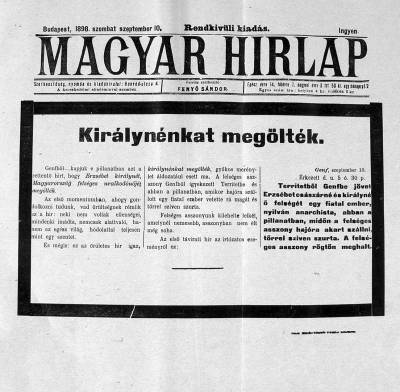 A Magyar Hirlap rendkvli gyszkiadsa, 1898. szeptember 10.