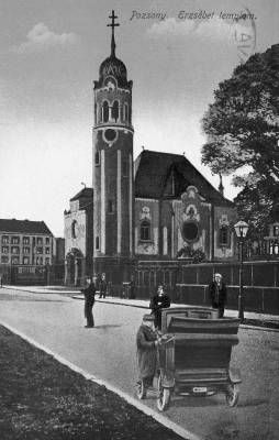 Lechner dn tervezte pozsonyi Erzsbet templom, 1900-as vek, kpeslap, Orszgos Szchnyi Knyvtr Aprnyomtatvnytr