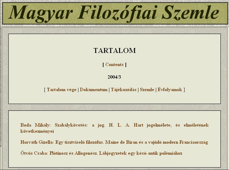 Magyar Filozfiai Szemle 2005.11.04.