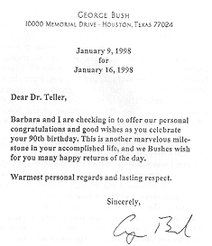 PHOTO of a letter from G. Bush to E. Teller