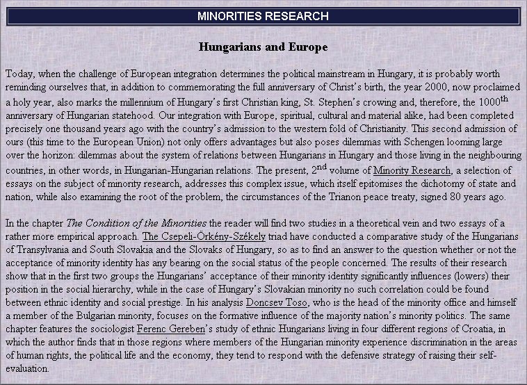 Minorities Research 2005.04.11.