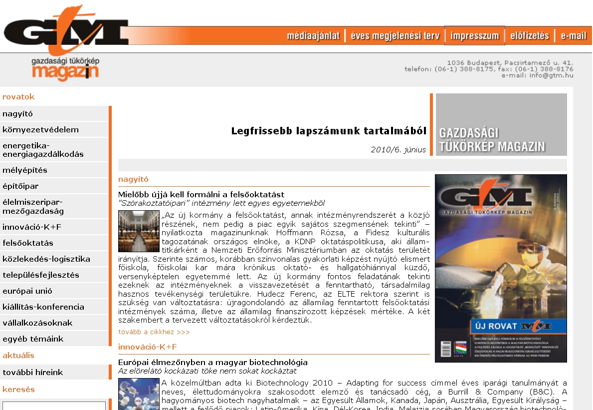 Gazdasgi Tkrkp Magazin - GTM 2010.07.16.