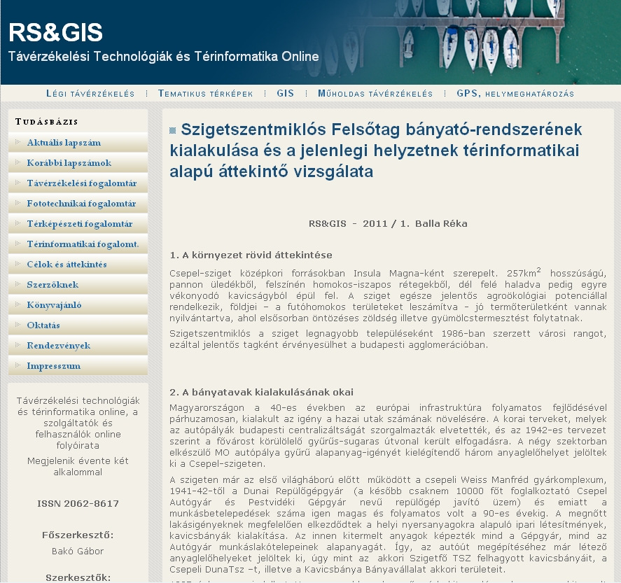 RS&GIS - Tvrzkelsi Technolgik s Trinformatika Online 2011.12.02.
