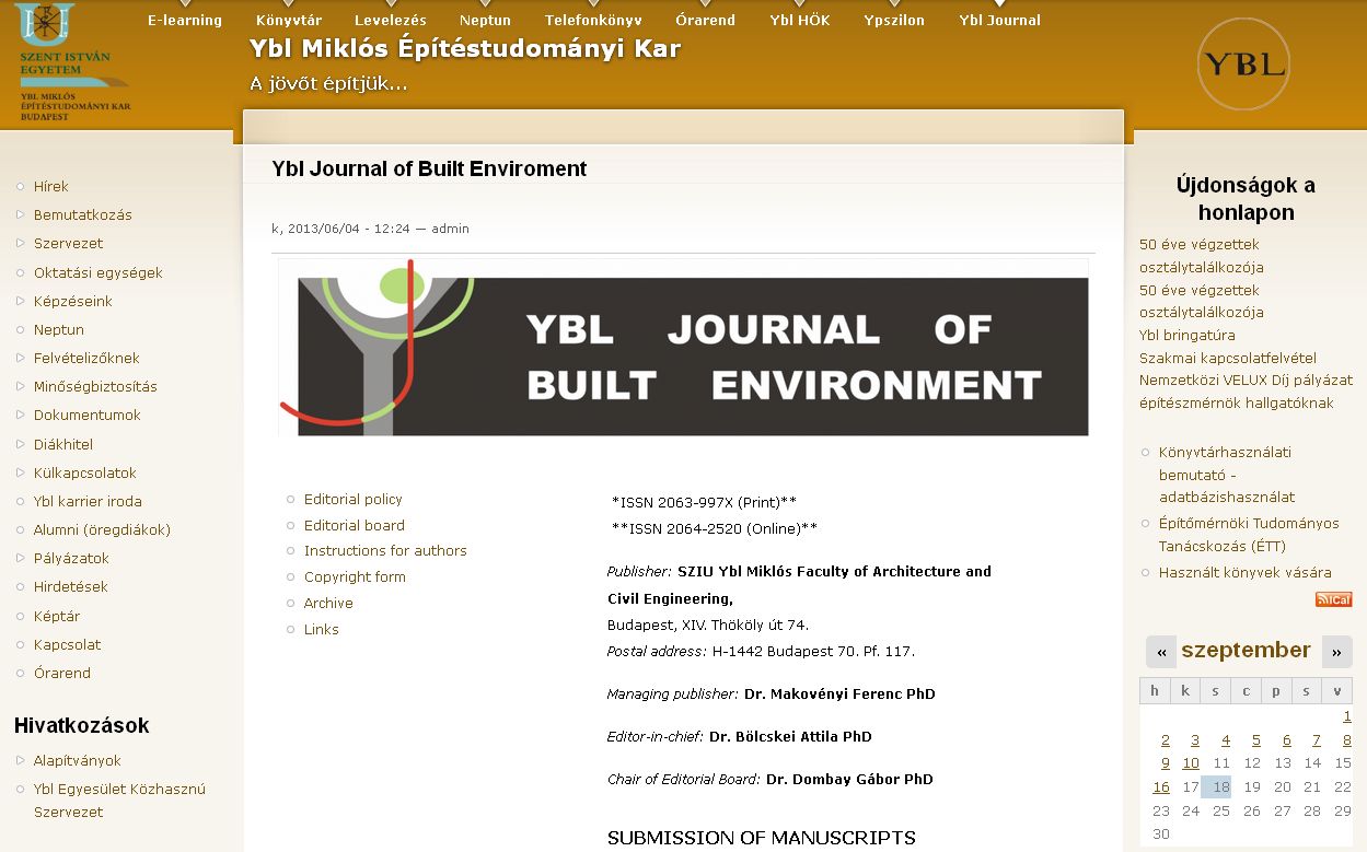 YBL Journal of Built Environment 2013.11.07.