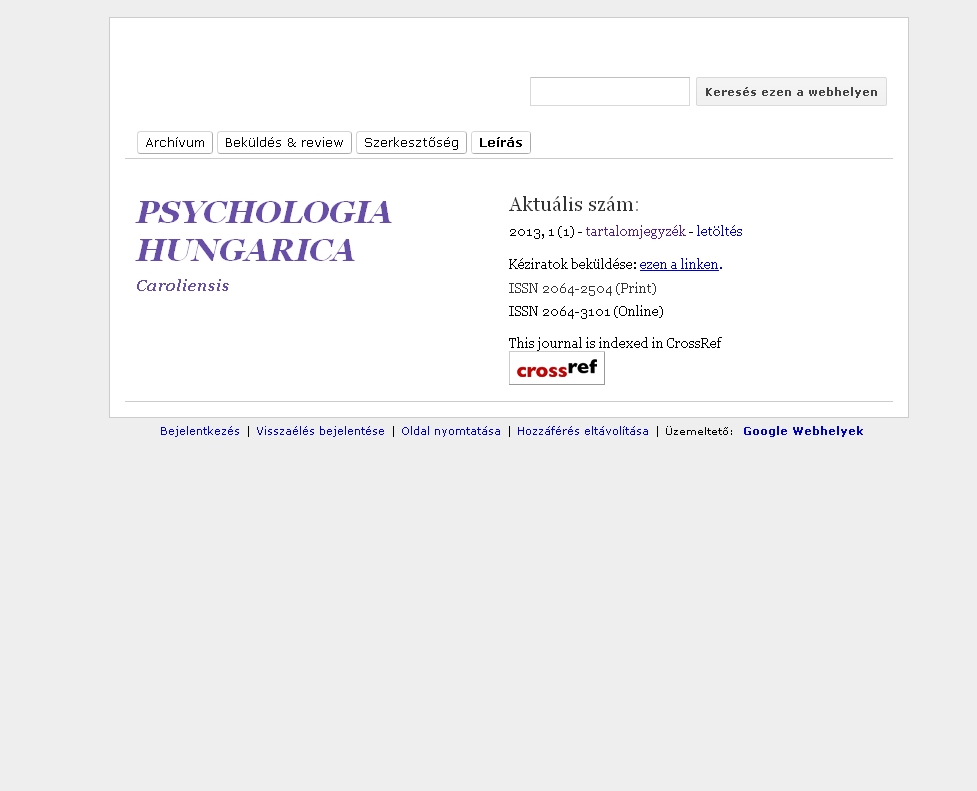 Psychologia Hungarica Caroliensis 2013.11.18.