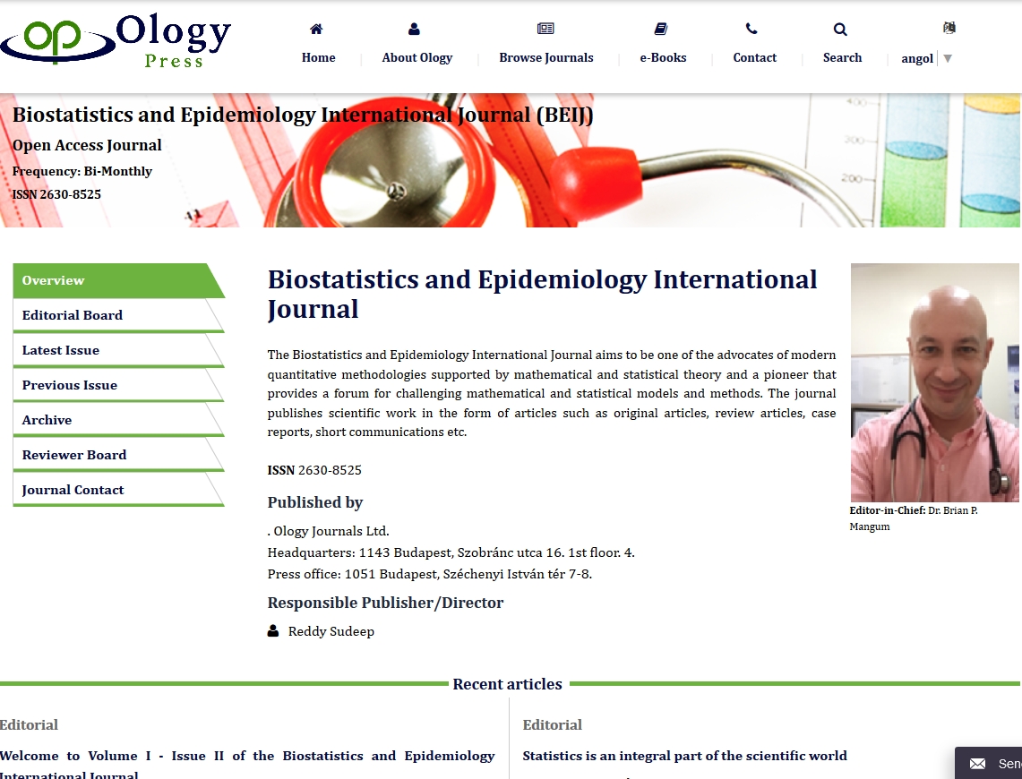 Biostatistics and epidemiology international journal 2018.05.31.