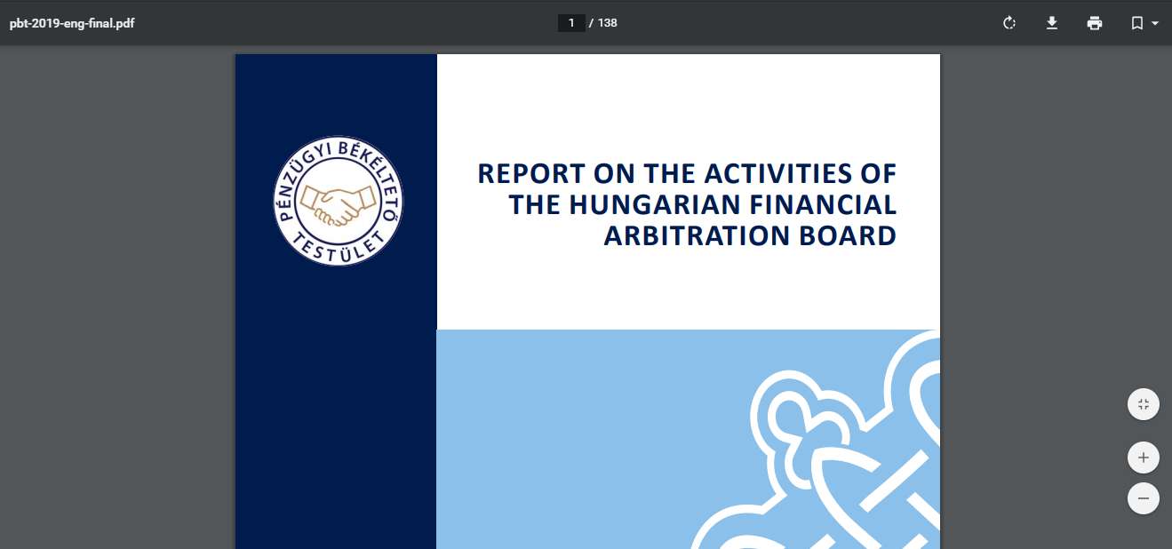 Report on the activities of the Hungarian Financial Arbitration Board 2020.09.22.